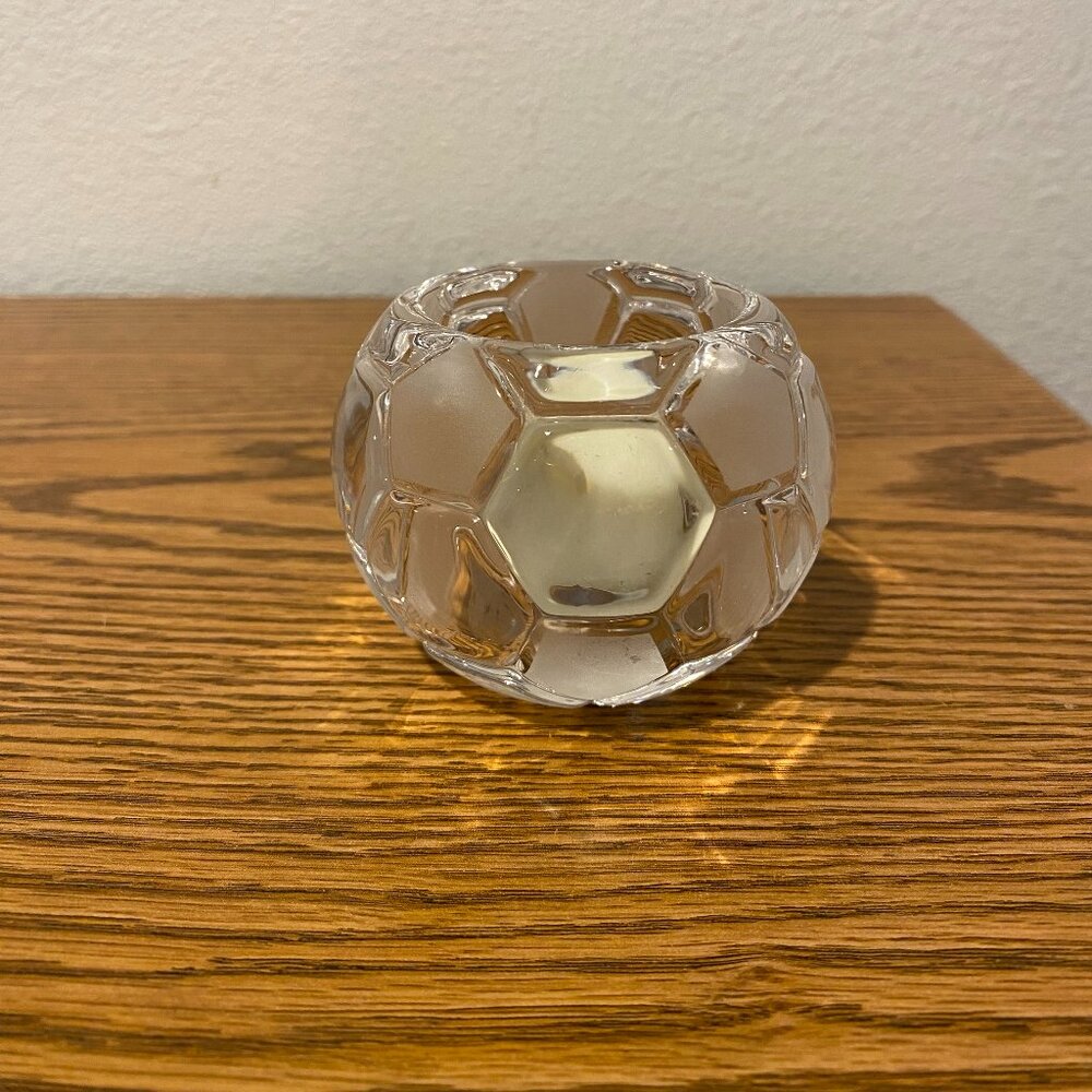 PartyLite Cut-Glass Frosted & Clear Glass Soccer Ball Votive
